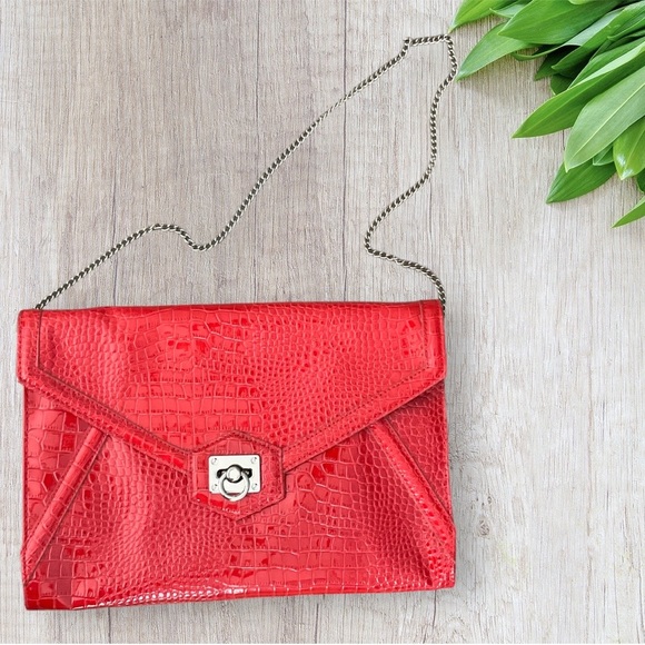 White House Black Market Red Faux Croc Embossed Purse New w/out Tags - Picture 5 of 15